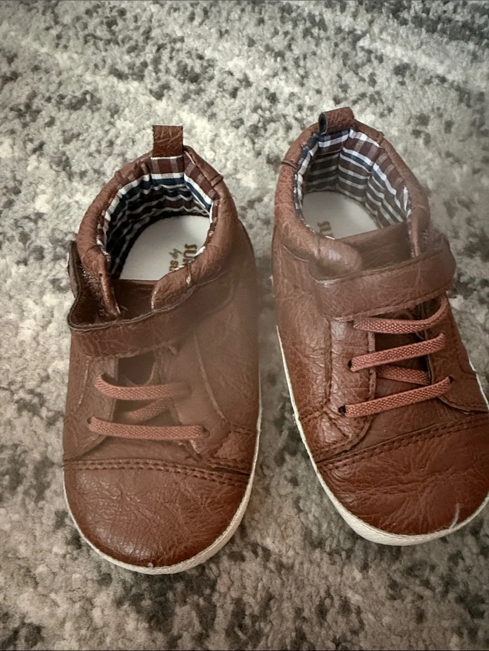 Stride Rite Brown Faux-Leather Baby Walker Shoes